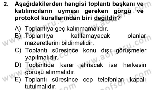 Toplantı Ve Sunu Teknikleri Dersi 2012 - 2013 Yılı (Vize) Ara Sınav Soruları 2. Soru