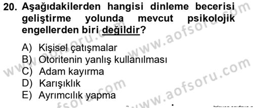 Toplantı Ve Sunu Teknikleri Dersi 2012 - 2013 Yılı (Vize) Ara Sınav Soruları 20. Soru