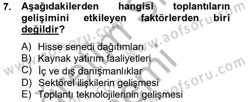 Toplantı Ve Sunu Teknikleri Dersi 2012 - 2013 Yılı (Vize) Ara Sınav Soruları 7. Soru