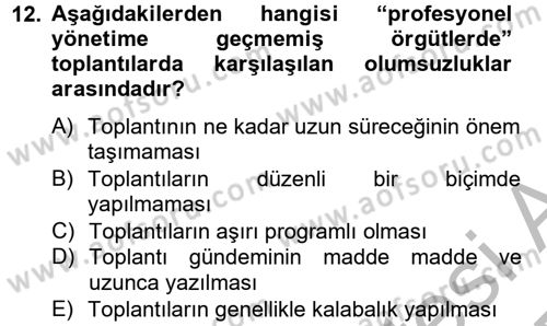 Toplantı Ve Sunu Teknikleri Dersi 2012 - 2013 Yılı (Final) Dönem Sonu Sınav Soruları 12. Soru