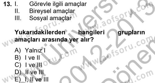 Toplantı Ve Sunu Teknikleri Dersi 2012 - 2013 Yılı (Final) Dönem Sonu Sınav Soruları 13. Soru