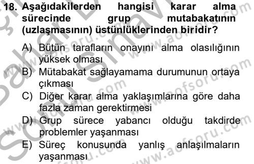 Toplantı Ve Sunu Teknikleri Dersi 2012 - 2013 Yılı (Final) Dönem Sonu Sınav Soruları 18. Soru