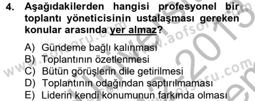 Toplantı Ve Sunu Teknikleri Dersi 2012 - 2013 Yılı (Final) Dönem Sonu Sınav Soruları 4. Soru