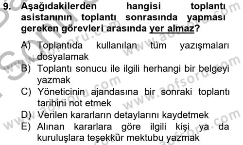 Toplantı Ve Sunu Teknikleri Dersi 2012 - 2013 Yılı (Final) Dönem Sonu Sınav Soruları 9. Soru