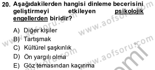 Toplantı Ve Sunu Teknikleri Dersi 2013 - 2014 Yılı (Vize) Ara Sınav Soruları 20. Soru