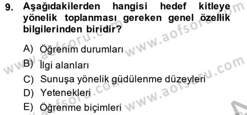 Toplantı Ve Sunu Teknikleri Dersi 2013 - 2014 Yılı (Final) Dönem Sonu Sınav Soruları 9. Soru