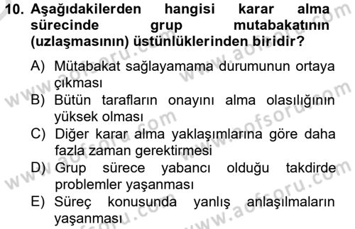 Toplantı Ve Sunu Teknikleri Dersi 2013 - 2014 Yılı Tek Ders Sınav Soruları 10. Soru