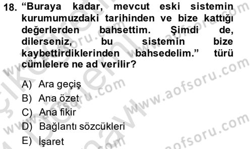Toplantı Ve Sunu Teknikleri Dersi 2013 - 2014 Yılı Tek Ders Sınav Soruları 18. Soru