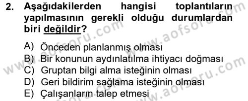 Toplantı Ve Sunu Teknikleri Dersi 2013 - 2014 Yılı Tek Ders Sınav Soruları 2. Soru