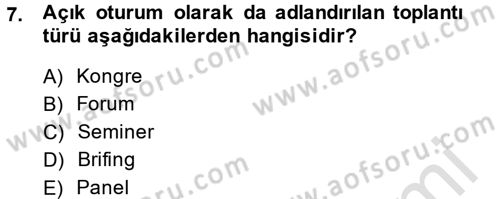 Toplantı Ve Sunu Teknikleri Dersi 2013 - 2014 Yılı Tek Ders Sınav Soruları 7. Soru
