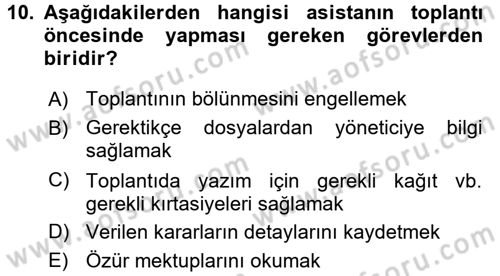 Toplantı Ve Sunu Teknikleri Dersi 2015 - 2016 Yılı (Final) Dönem Sonu Sınav Soruları 10. Soru