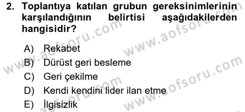 Toplantı Ve Sunu Teknikleri Dersi 2015 - 2016 Yılı (Final) Dönem Sonu Sınav Soruları 2. Soru