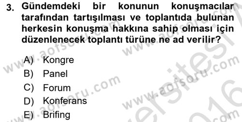 Toplantı Ve Sunu Teknikleri Dersi 2015 - 2016 Yılı (Final) Dönem Sonu Sınav Soruları 3. Soru