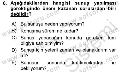 Toplantı Ve Sunu Teknikleri Dersi 2015 - 2016 Yılı (Final) Dönem Sonu Sınav Soruları 6. Soru