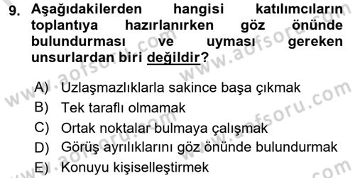 Toplantı Ve Sunu Teknikleri Dersi 2015 - 2016 Yılı (Final) Dönem Sonu Sınav Soruları 9. Soru
