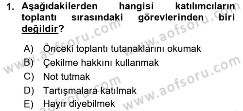 Toplantı Ve Sunu Teknikleri Dersi 2015 - 2016 Yılı Tek Ders Sınav Soruları 1. Soru