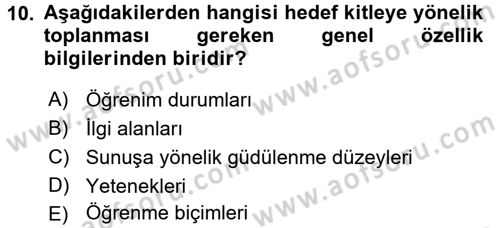 Toplantı Ve Sunu Teknikleri Dersi 2015 - 2016 Yılı Tek Ders Sınav Soruları 10. Soru
