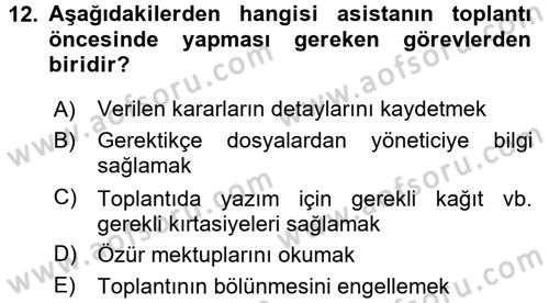 Toplantı Ve Sunu Teknikleri Dersi 2015 - 2016 Yılı Tek Ders Sınav Soruları 12. Soru