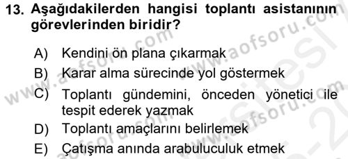 Toplantı Ve Sunu Teknikleri Dersi 2015 - 2016 Yılı Tek Ders Sınav Soruları 13. Soru