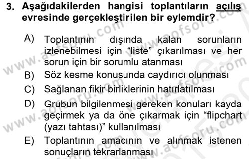 Toplantı Ve Sunu Teknikleri Dersi 2015 - 2016 Yılı Tek Ders Sınav Soruları 3. Soru