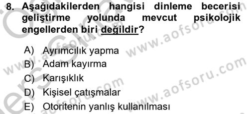 Toplantı Ve Sunu Teknikleri Dersi 2016 - 2017 Yılı 3 Ders Sınav Soruları 8. Soru