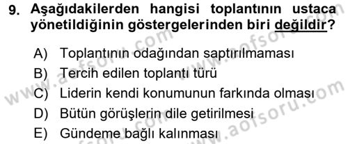 Toplantı Ve Sunu Teknikleri Dersi 2016 - 2017 Yılı 3 Ders Sınav Soruları 9. Soru
