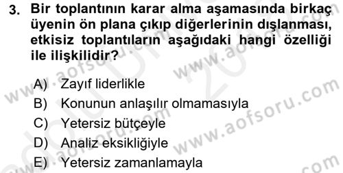 Toplantı Ve Sunu Teknikleri Dersi 2017 - 2018 Yılı 3 Ders Sınav Soruları 3. Soru