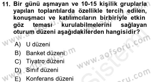 Toplantı Ve Sunu Teknikleri Dersi 2017 - 2018 Yılı (Vize) Ara Sınav Soruları 11. Soru