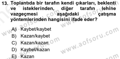 Toplantı Ve Sunu Teknikleri Dersi 2017 - 2018 Yılı (Vize) Ara Sınav Soruları 13. Soru