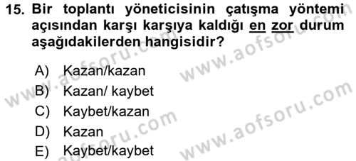 Toplantı Ve Sunu Teknikleri Dersi 2017 - 2018 Yılı (Vize) Ara Sınav Soruları 15. Soru