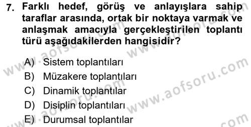 Toplantı Ve Sunu Teknikleri Dersi 2017 - 2018 Yılı (Vize) Ara Sınav Soruları 7. Soru