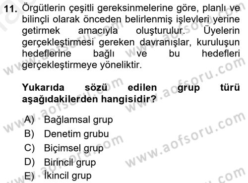 Toplantı Ve Sunu Teknikleri Dersi 2017 - 2018 Yılı (Final) Dönem Sonu Sınav Soruları 11. Soru