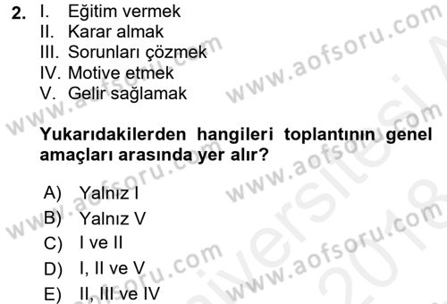 Toplantı Ve Sunu Teknikleri Dersi 2017 - 2018 Yılı (Final) Dönem Sonu Sınav Soruları 2. Soru