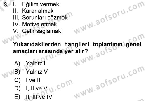 Toplantı Ve Sunu Teknikleri Dersi 2018 - 2019 Yılı 3 Ders Sınav Soruları 3. Soru