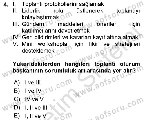 Toplantı Ve Sunu Teknikleri Dersi 2018 - 2019 Yılı 3 Ders Sınav Soruları 4. Soru