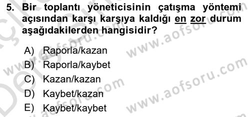 Toplantı Ve Sunu Teknikleri Dersi 2018 - 2019 Yılı 3 Ders Sınav Soruları 5. Soru