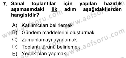 Toplantı Ve Sunu Teknikleri Dersi 2018 - 2019 Yılı 3 Ders Sınav Soruları 7. Soru