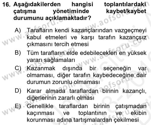 Toplantı Ve Sunu Teknikleri Dersi 2018 - 2019 Yılı (Vize) Ara Sınav Soruları 16. Soru