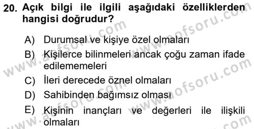Toplantı Ve Sunu Teknikleri Dersi 2018 - 2019 Yılı (Vize) Ara Sınav Soruları 20. Soru