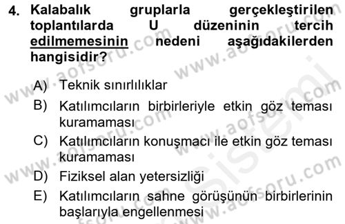 Toplantı Ve Sunu Teknikleri Dersi 2018 - 2019 Yılı (Vize) Ara Sınav Soruları 4. Soru