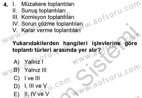 Toplantı Ve Sunu Teknikleri Dersi 2018 - 2019 Yılı Yaz Okulu Sınav Soruları 4. Soru