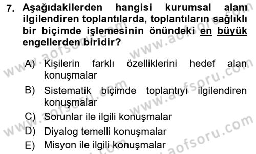 Toplantı Ve Sunu Teknikleri Dersi 2018 - 2019 Yılı Yaz Okulu Sınav Soruları 7. Soru