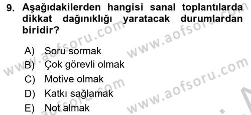 Toplantı Ve Sunu Teknikleri Dersi 2018 - 2019 Yılı Yaz Okulu Sınav Soruları 9. Soru