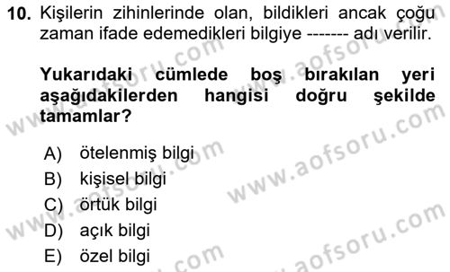 Toplantı Ve Sunu Teknikleri Dersi 2020 - 2021 Yılı Yaz Okulu Sınav Soruları 10. Soru