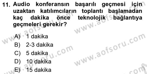 Toplantı Ve Sunu Teknikleri Dersi 2020 - 2021 Yılı Yaz Okulu Sınav Soruları 11. Soru