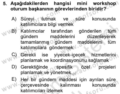 Toplantı Ve Sunu Teknikleri Dersi 2020 - 2021 Yılı Yaz Okulu Sınav Soruları 5. Soru