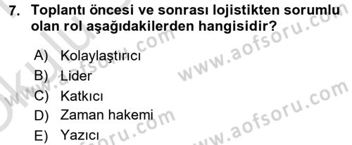 Toplantı Ve Sunu Teknikleri Dersi 2020 - 2021 Yılı Yaz Okulu Sınav Soruları 7. Soru