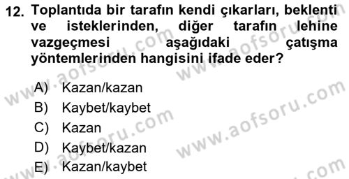Toplantı Ve Sunu Teknikleri Dersi 2021 - 2022 Yılı (Vize) Ara Sınav Soruları 12. Soru