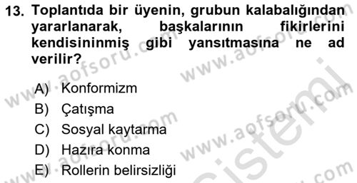 Toplantı Ve Sunu Teknikleri Dersi 2021 - 2022 Yılı (Vize) Ara Sınav Soruları 13. Soru