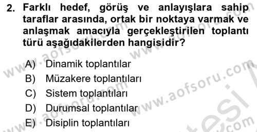 Toplantı Ve Sunu Teknikleri Dersi 2021 - 2022 Yılı (Vize) Ara Sınav Soruları 2. Soru